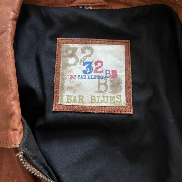 32 Bar Blues Men's Brown Genuine Leather Jacket Large - Picture 3 of 4